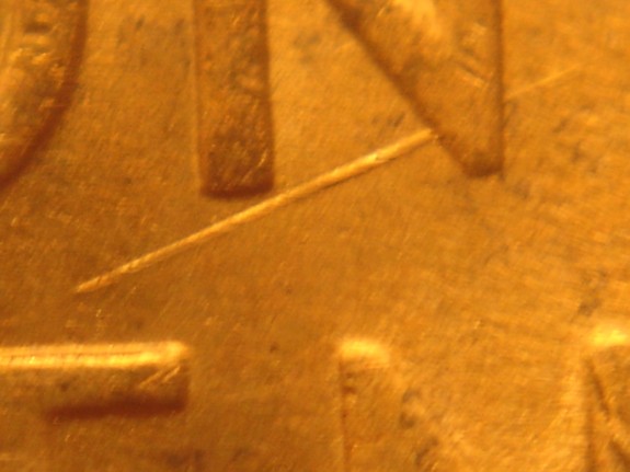 1950-S-Lincoln-Wheat-Cent,-Die-Gouge-On-Reverse-&-A-Possible-S/S?